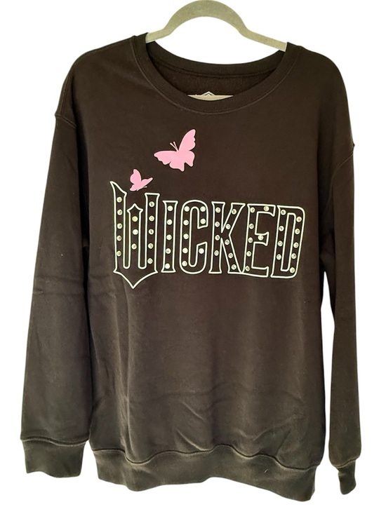 Hybrid Apparel Sweaters - Wicked Graphic Crewneck Sweater Black with Pink Accents and Crystals - Women’s